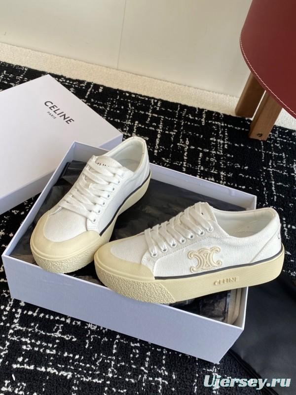 2025 Women Celine White Canvas Sneakers CR-03