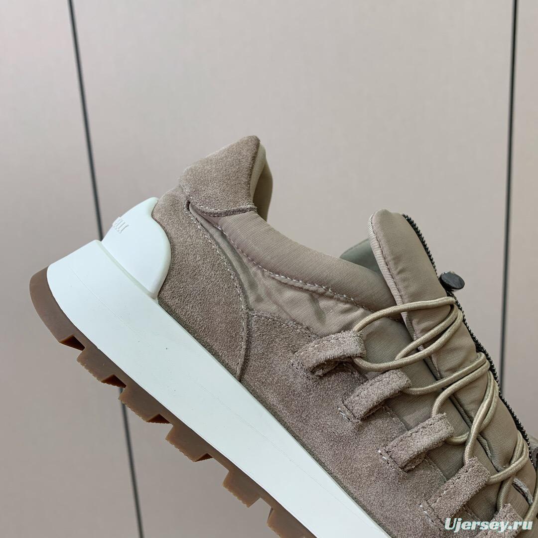 2025 Unisex Brunello Cucinelli Beige Suede Nubuck Leather Sneakers LY