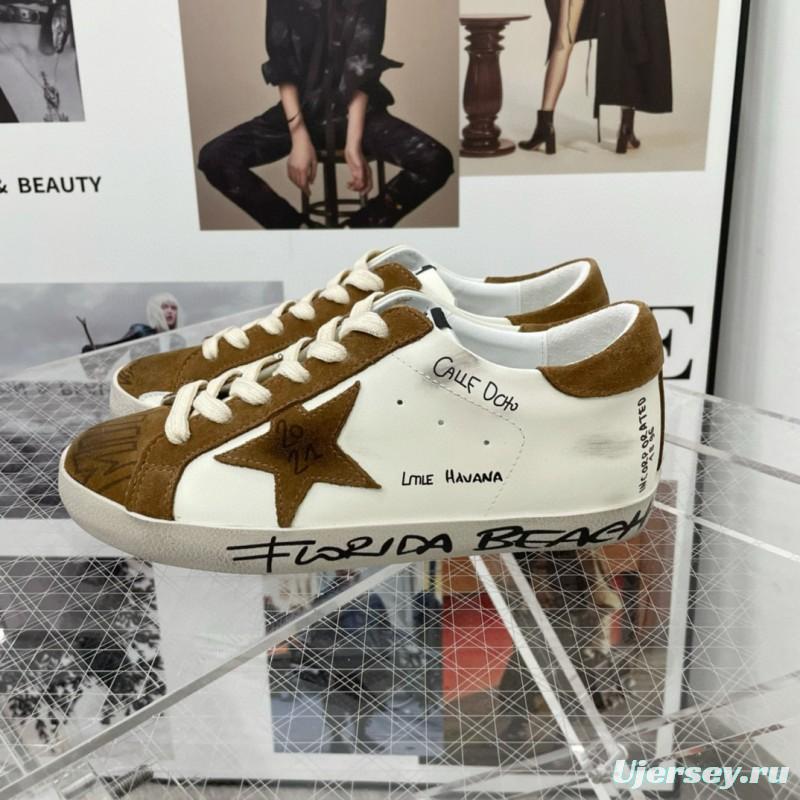 2025 Unisex GGDB White Brown Calf Leather Sneakers