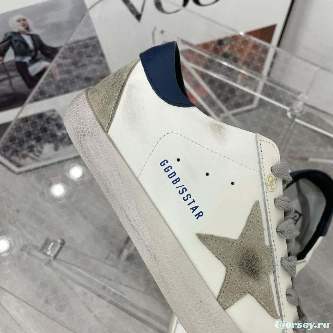 2025 Unisex GGDB White Grey Navy Leather Sneakers