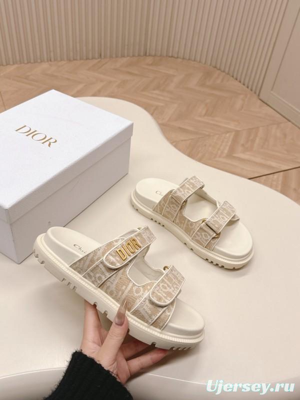 2025 Slippers Dior Beige Fabric Slippers LY