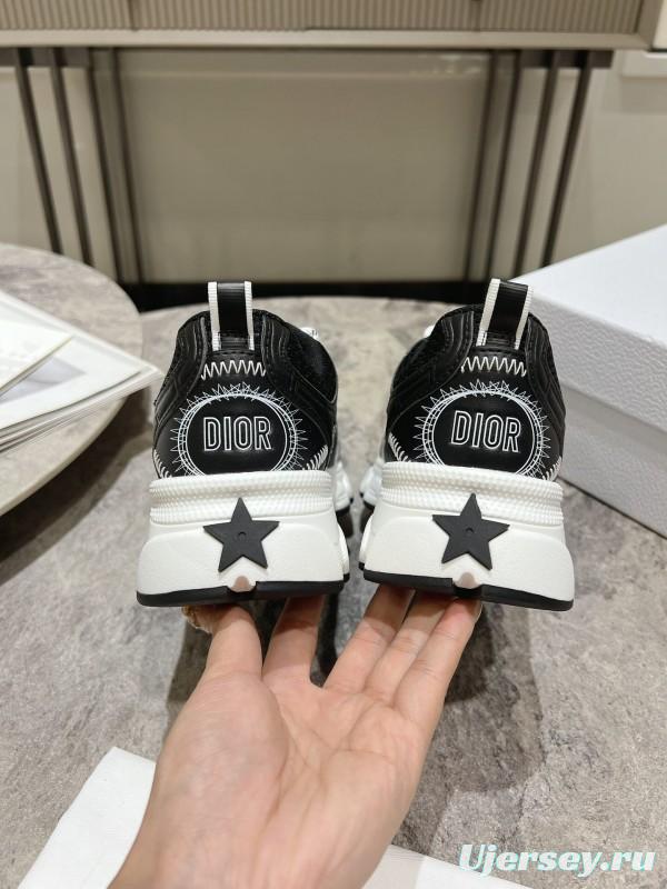 2025 Women Dior Black Leather Mesh Sneakers