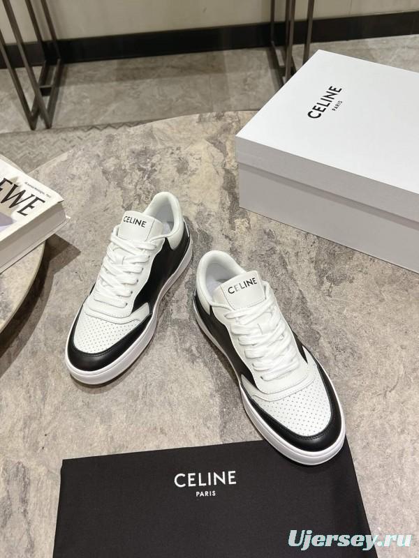2025 Women Celine Black White Leather Sneaker