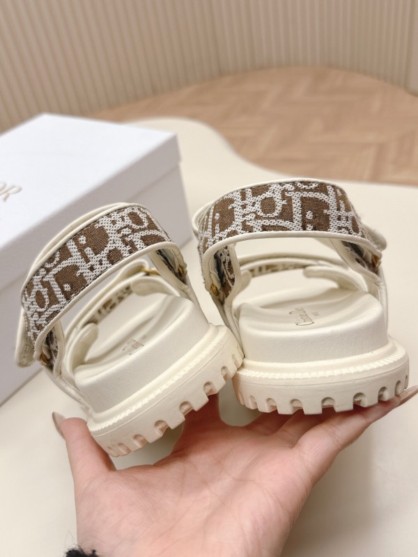 2025 Women Dior Brown Beige Canvas Sandals LY