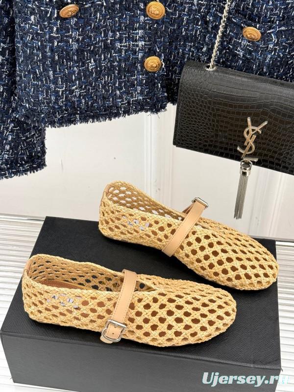 2025 Women AlAIA Beige Woven Leather Mary Jane