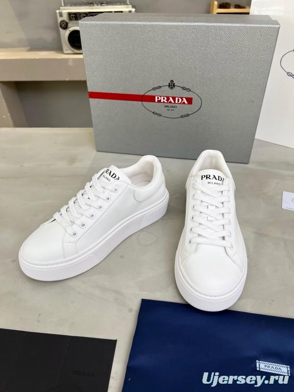 2024 Unisex Prada White Leather Sneakers MJ00310