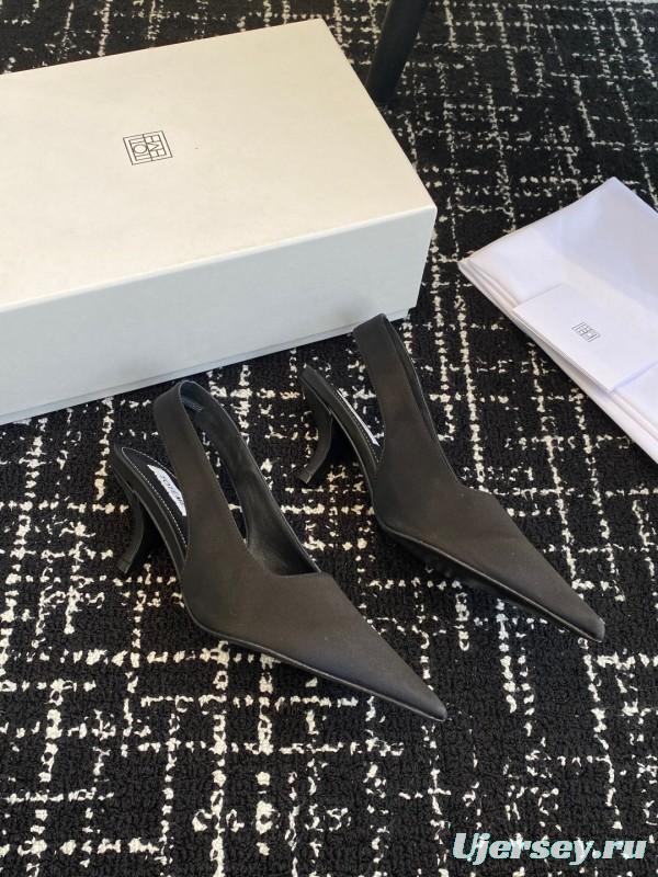 2025 Women Toteme Black Fabric Slingback Pointed Toe Heels