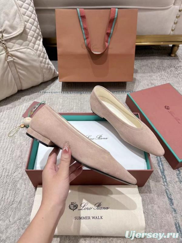 2025 Women Le Parmentier Pink Suede Ballet Flats