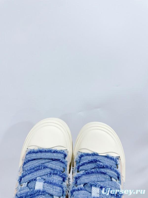 2025 Women 13DE MARZO Blue White Canvas Leather Casual Shoes Teddy Bear KFY00280