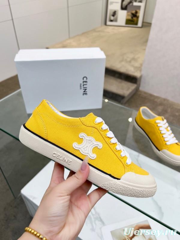 2025 Women Celine Yellow Canvas Sneakers LY00210
