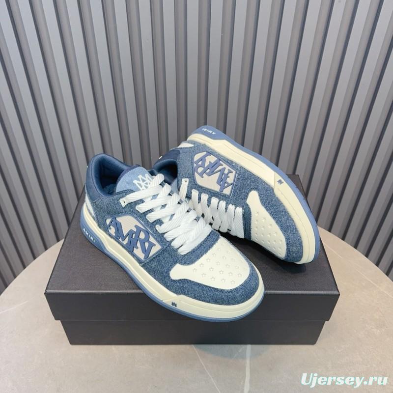 2025 Unisex Amiri Blue White Leather Sneakers MJ00360