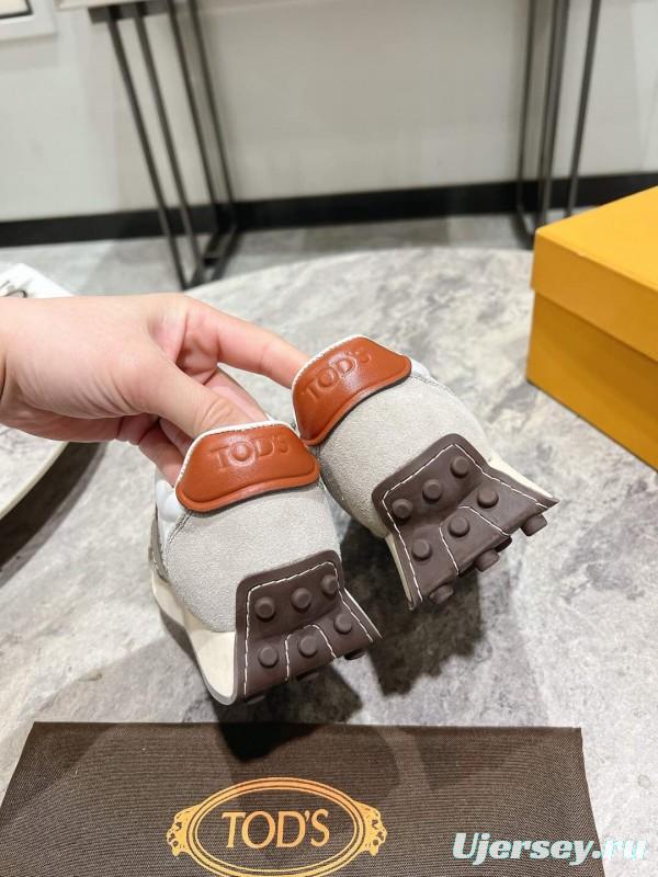 2025 Women TOD'S White Beige Suede Nylon Sneaker KFY00330