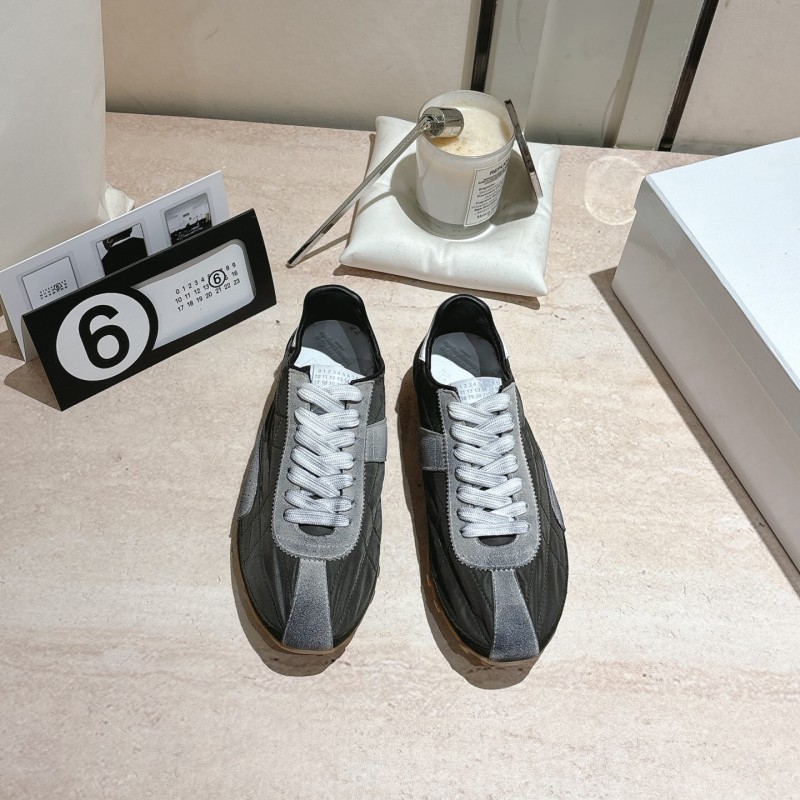 2025 Unisex Maison Margiela Black Grey Nylon Suede Sneakers Distressed LY00360