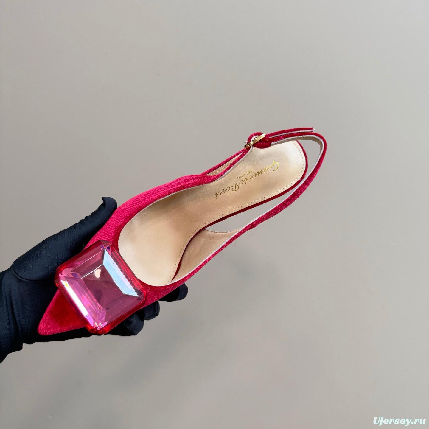 2025 Women Gianvito Rossi Red Velvet Slingback Pumps KFY00300