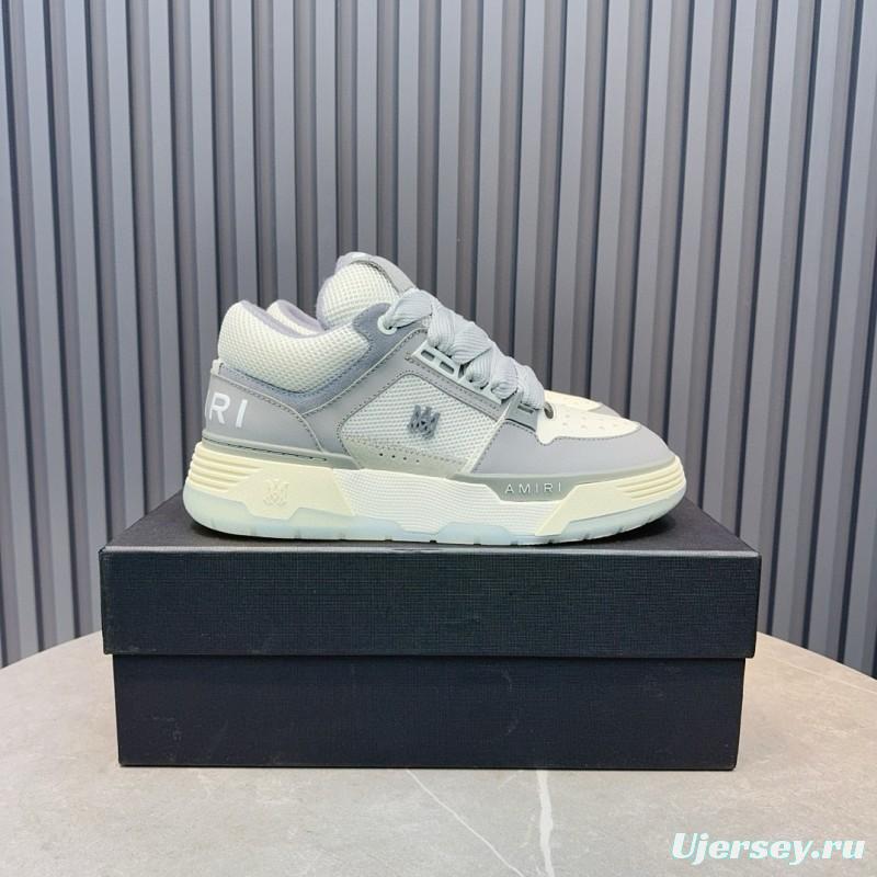 2024 Unisex Amiri Grey White Leather Suede Sneakers MJ00360