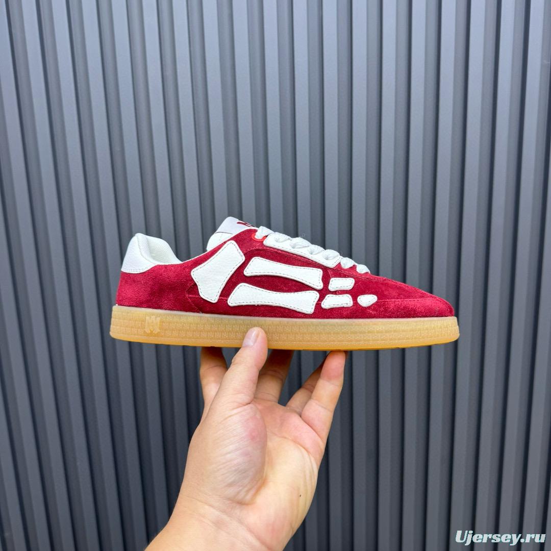 2024 Unisex Amiri Red White Suede Leather Sneakers MJ00300