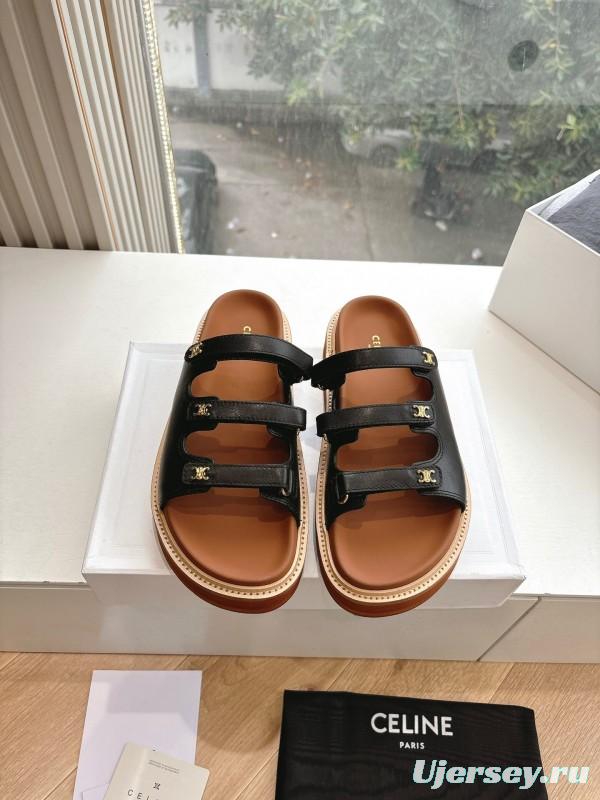 2025 CELINE Black Leather Slippers