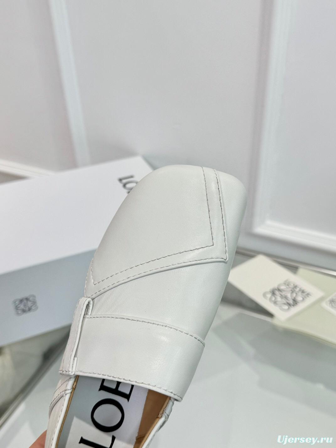 2025 Women Loewe White Leather Loafers LY00291