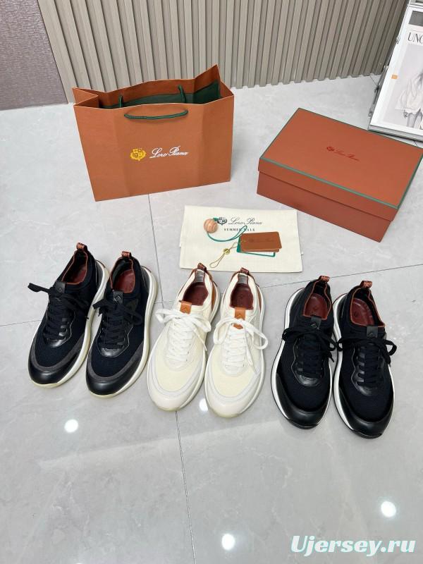 2024 Men Le Parmentier Black Grey Mesh Leather Sneakers