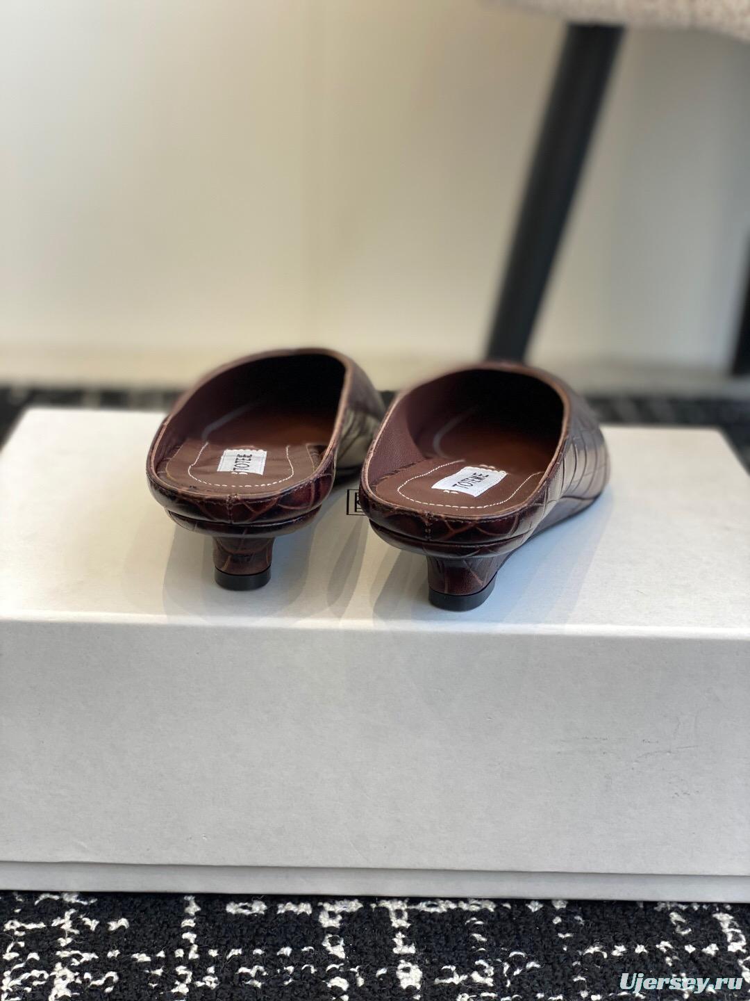 2025 Women Toteme Brown Leather Mule Shoes