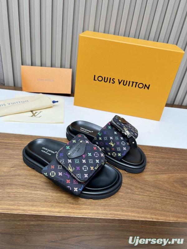 2025 Slippers Louis Vuitton Multicolor Canvas Slippers KFY00230