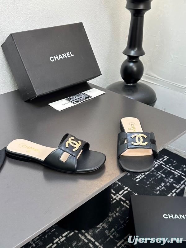 2025 Slippers Chanel Black Lambskin Slippers