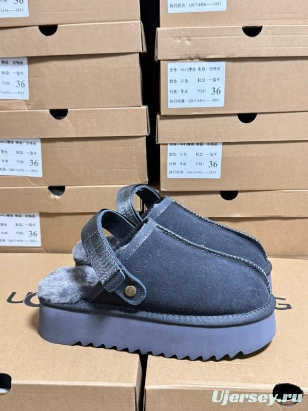 2024 Women UGG Grey Suede Slip-On Slippers MJ00170