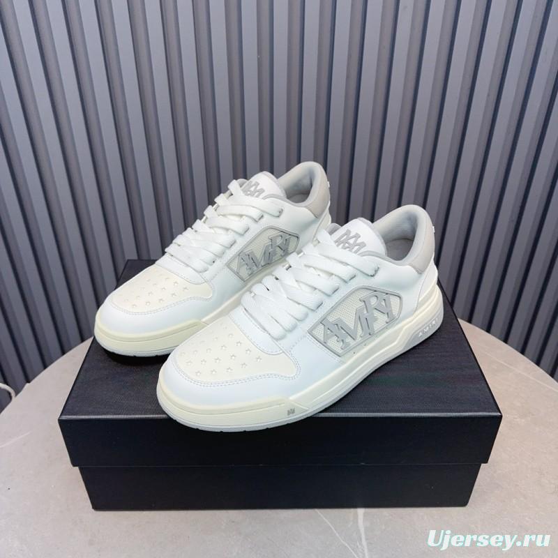 2025 Unisex Amiri White Grey Leather Sneakers MJ00360
