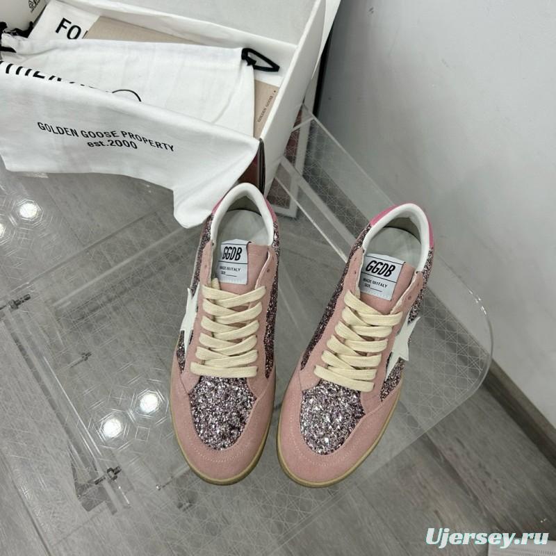 2024 Women GGDB Pink White Glitter Suede Sneakers MJ00260