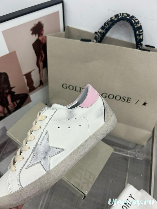 2025 Women GGDB White Pink Cowhide Leather Sneakers