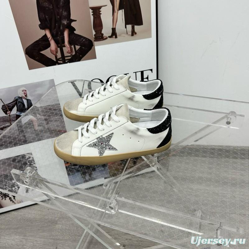 2025 Women GGDB White Black Silver Leather Suede Sneakers