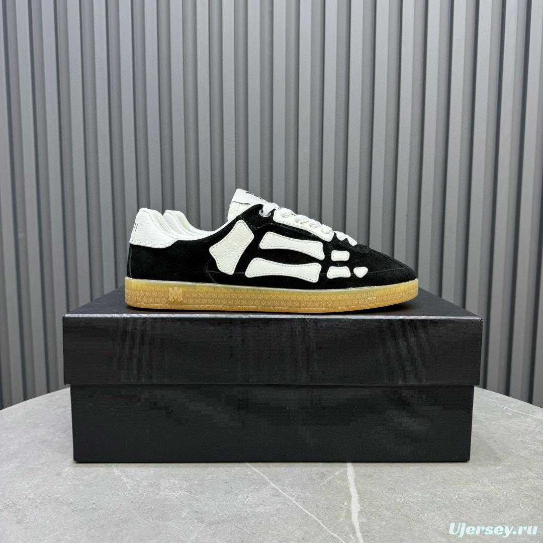 2024 Unisex Amiri Black White Suede Leather Sneakers MJ00300