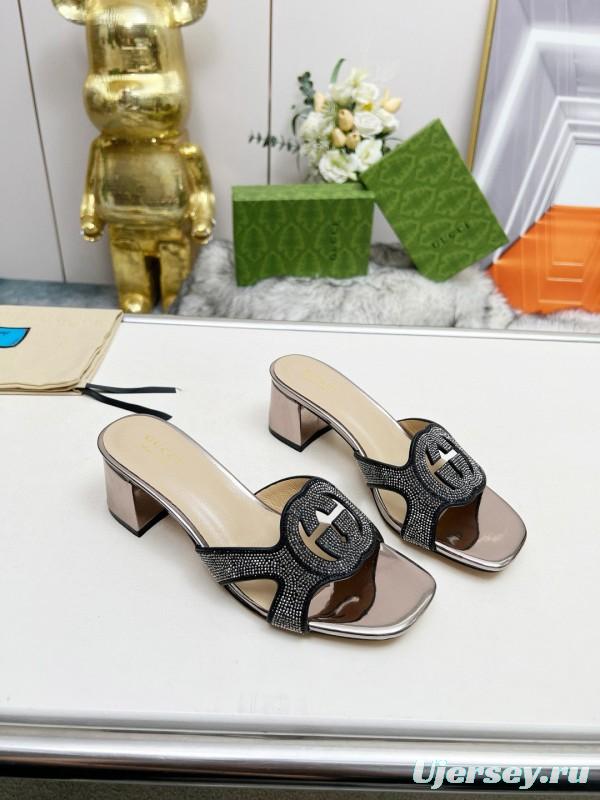 2025 Gucci Black Leather Slippers MJ00190