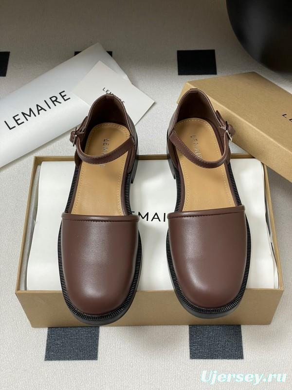 2025 Women Lemaire Brown Leather Mary Jane Shoes