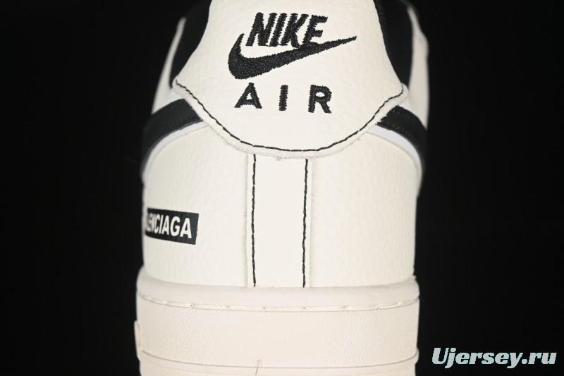 Nike Balenciaga Air Force 1'07 Low Collaboration Triple Swoosh Beige Black Casual Shoes - FR0538-090