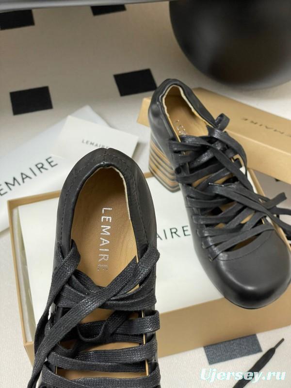 Lemaire 2025 SS Spring Collection Ballet Flats Derby Shoes with Laces Flat Heel and High Heel - KFY00310