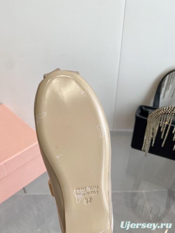 2025 Women Miu Miu Beige Suede Ballet Flats KFY00280