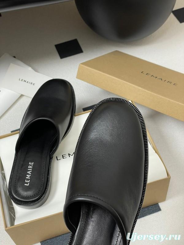 2025 Slippers Lemaire Black Leather Slippers KFY00310