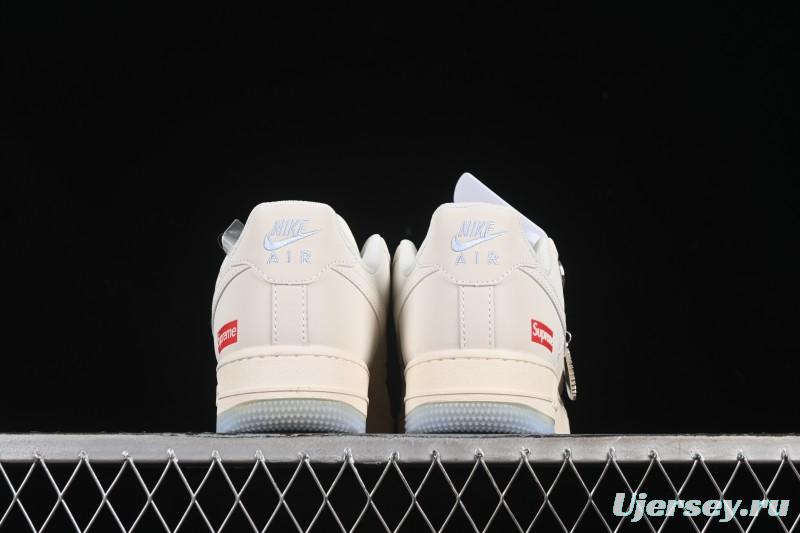 Nike Air Force 1 '07 Low Supreme Collaboration Two-Tone Beige Blue Casual Skate Shoes - XX3168-179