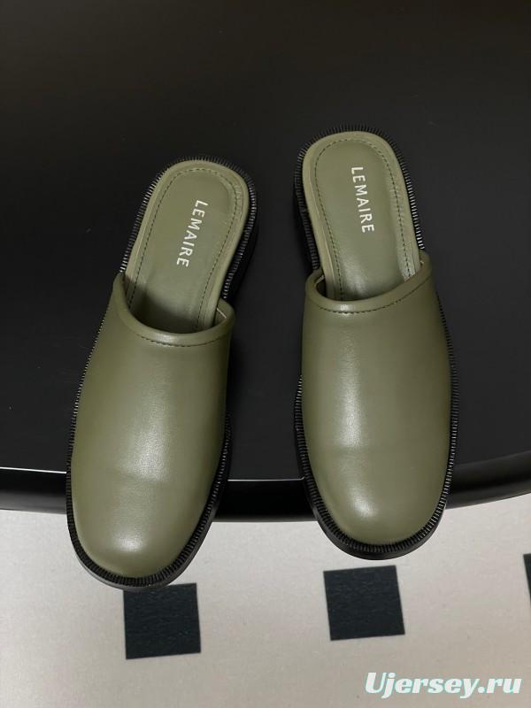 2025 Slippers Lemaire Green Leather Slippers KFY00310