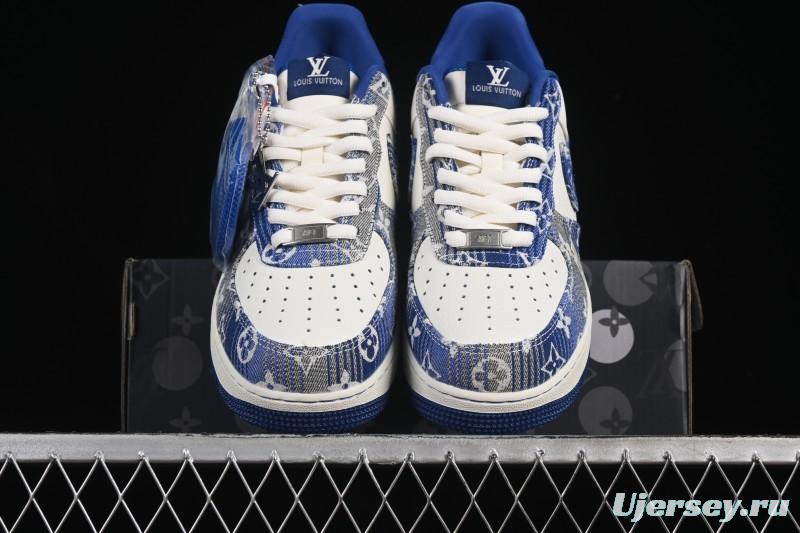 Nike Air Force 1 '07 Low LV Collaboration Gray Blue Denim Casual Sneakers - SC9207-540