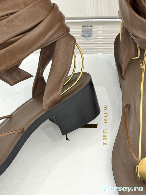 2025 Women Yves Saint Laurent Brown Leather Sandals KFY00300