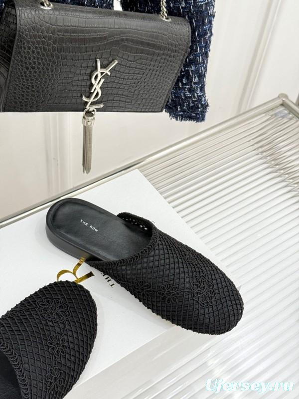 2025 Slippers Unisex The Row Black Mesh LY00360