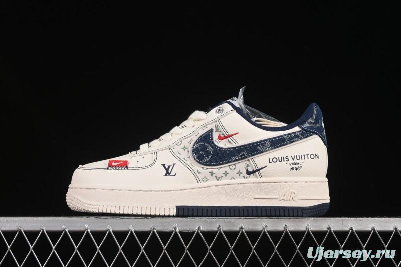 Nike Air Force 1 '07 Low LV Collaboration Dual-Tone Blue Denim Hook Low-Top Casual Sneakers - YX5066-342