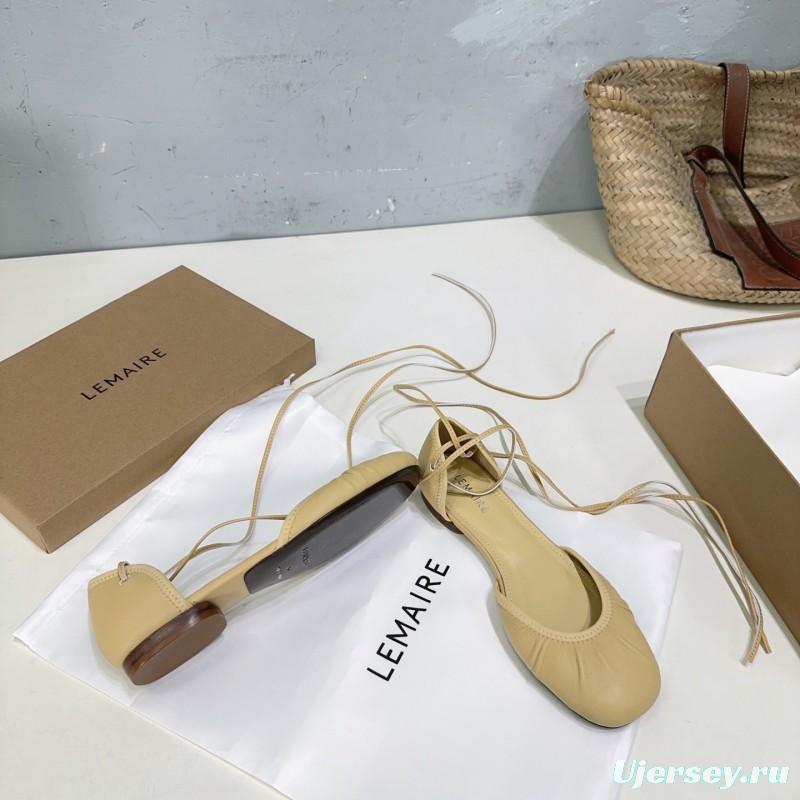 2025 Women LEMAIRE Light Yellow Lambskin Mary Jane Lace-up KFY00300