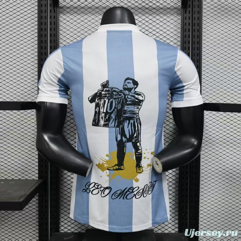 Player Version 2025 Argentina Blue with Messi Celebration Print Jersey