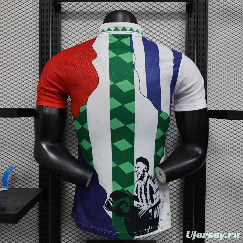 Player Version 25/26 Real Betis Multi-Club White with Colorful Tribute Patchwork Jersey