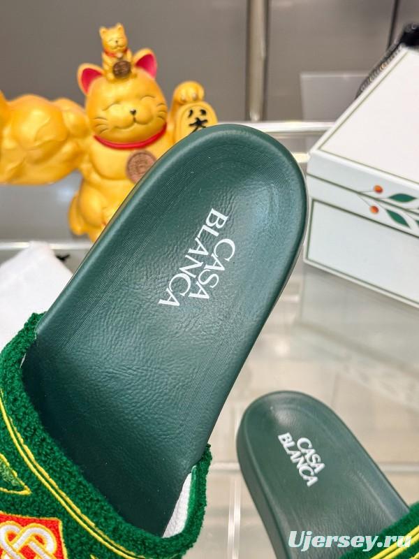 2025 Men CASA BLANCA Green Embroidery Slippers Original Embroidery KFY00160