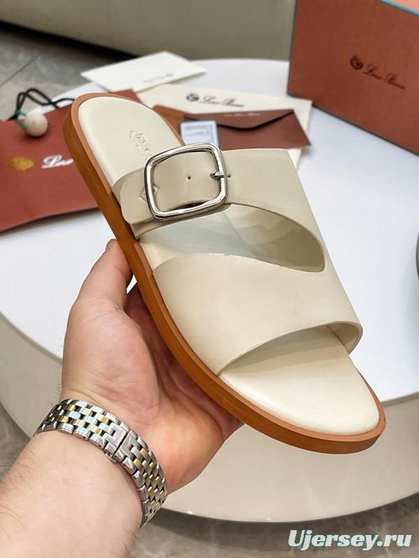 2025 Men Loro Piana Ivory Leather Slippers AS00250