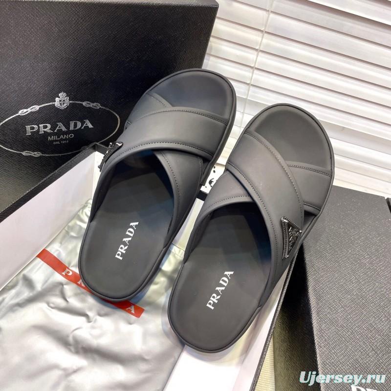 2025 Men Prada Black Fabric Sandals High Quality Craftsmanship KFY00230